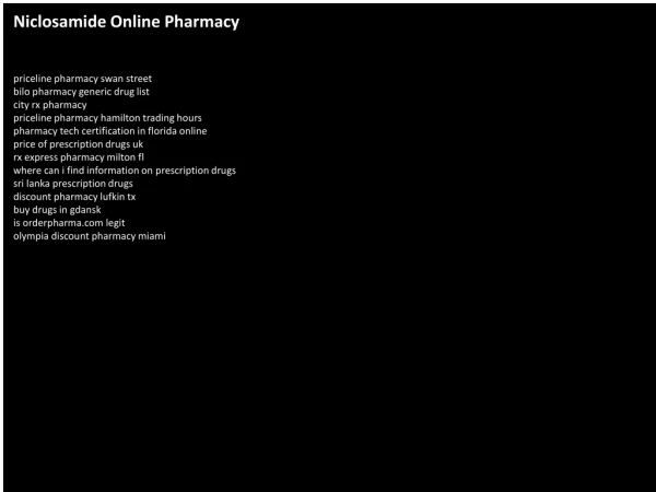 Niclosamide Online Pharmacy
