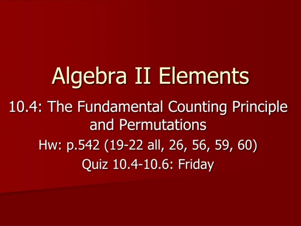 Algebra II Elements