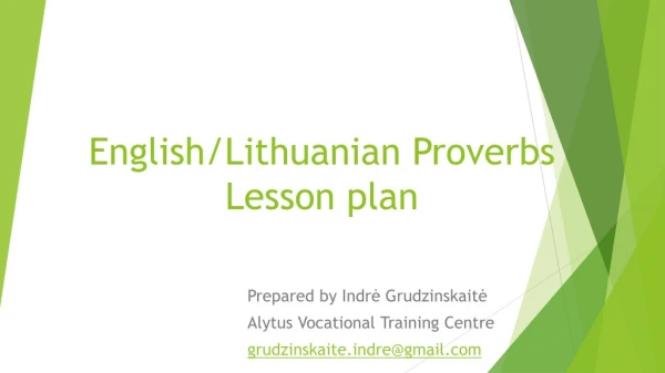 English/Lithuanian Proverbs Lesson plan