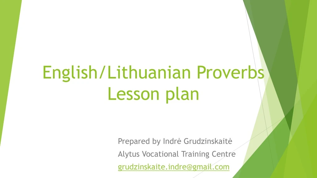 english lithuanian proverbs lesson plan
