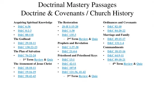 Doctrinal Mastery Passages Doctrine &amp; Covenants / Church History