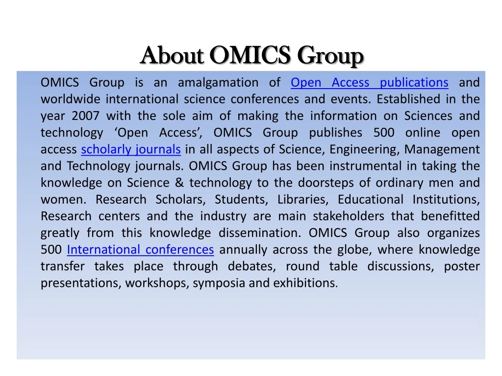 about omics group