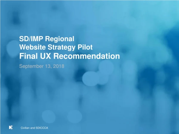 SD/IMP Regional Website Strategy Pilot Final UX Recommendation