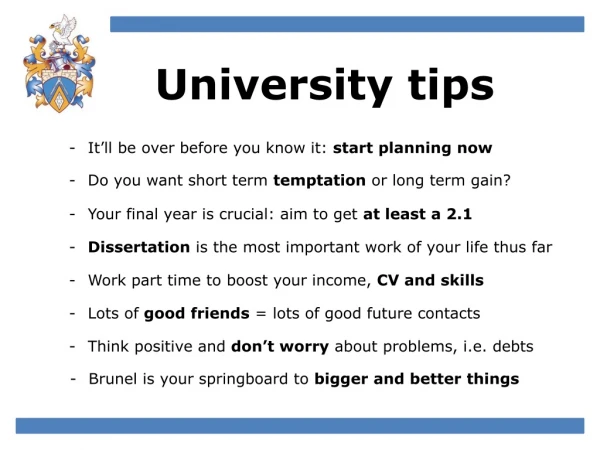 University tips