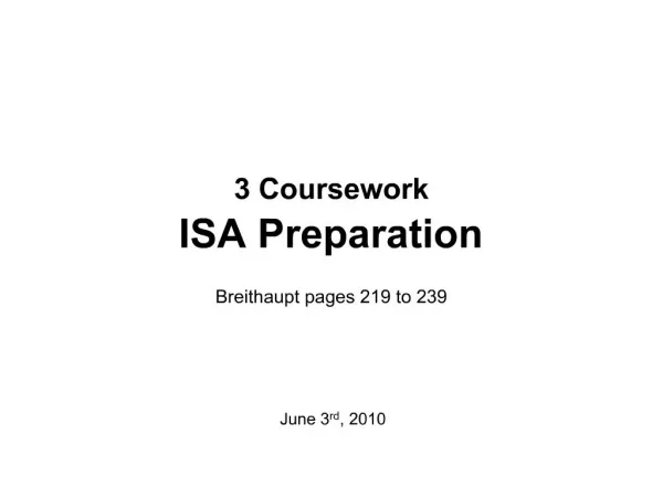 3 Coursework ISA Preparation