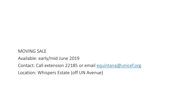 MOVING SALE Available: early/mid June 2019