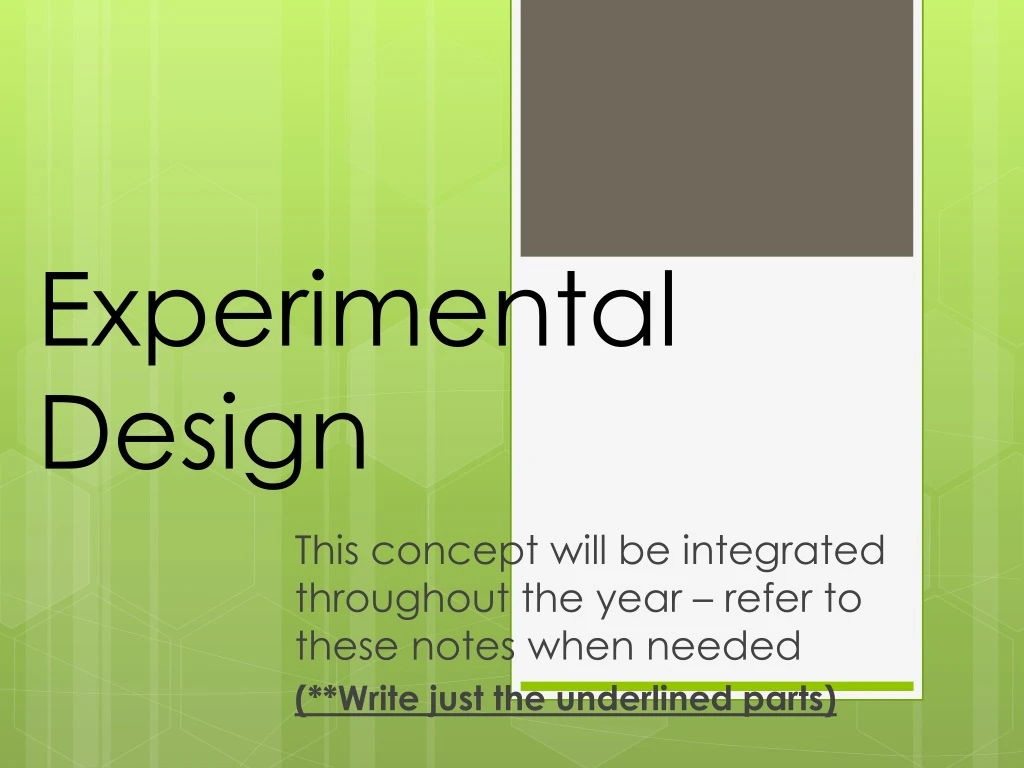 experimental design