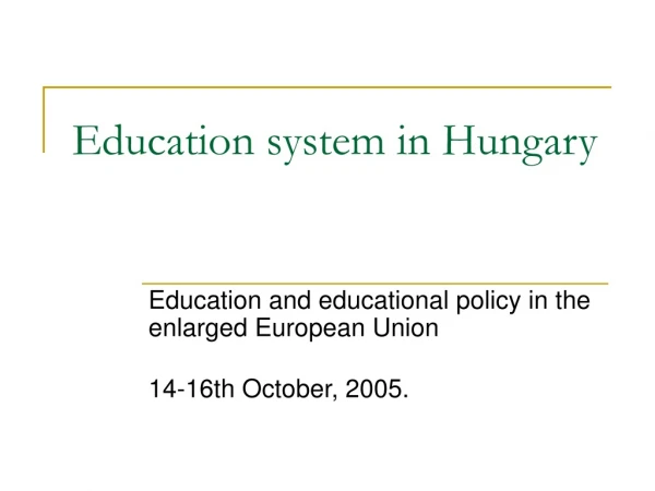 Education system in Hungary