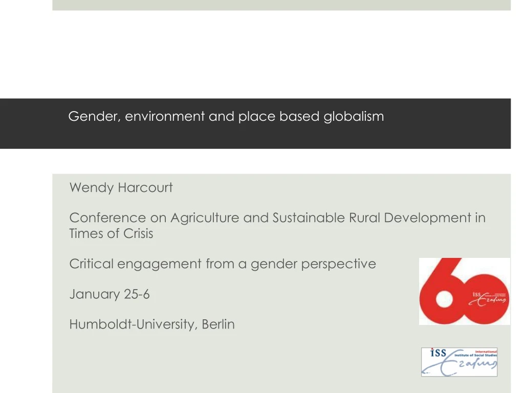 gender environment and place based globalism