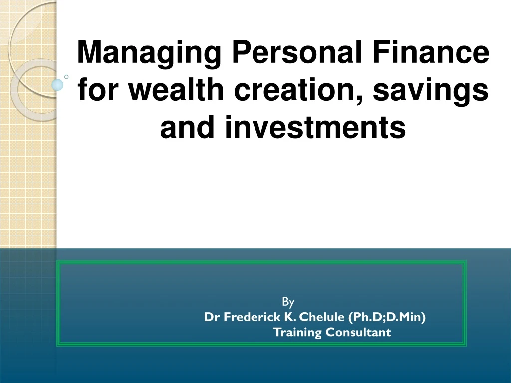 managing personal finance for wealth creation
