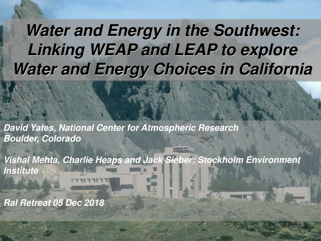 water and energy in the southwest linking weap