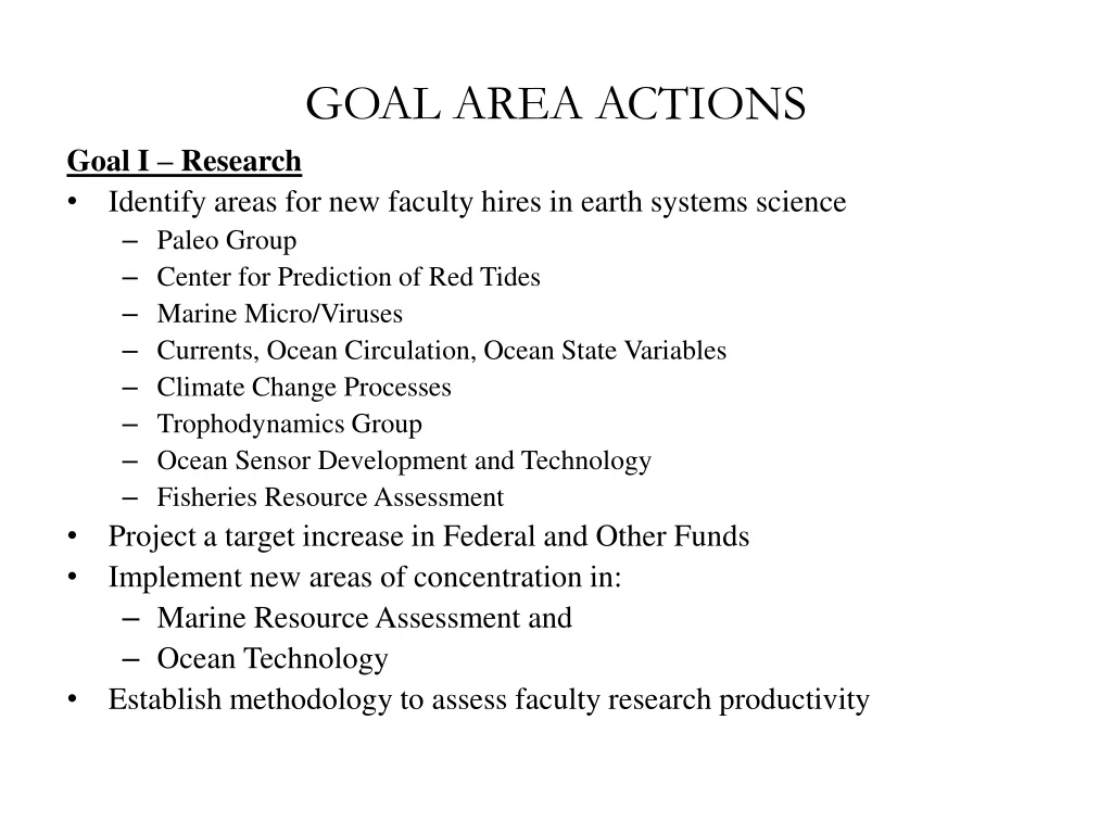 goal area actions