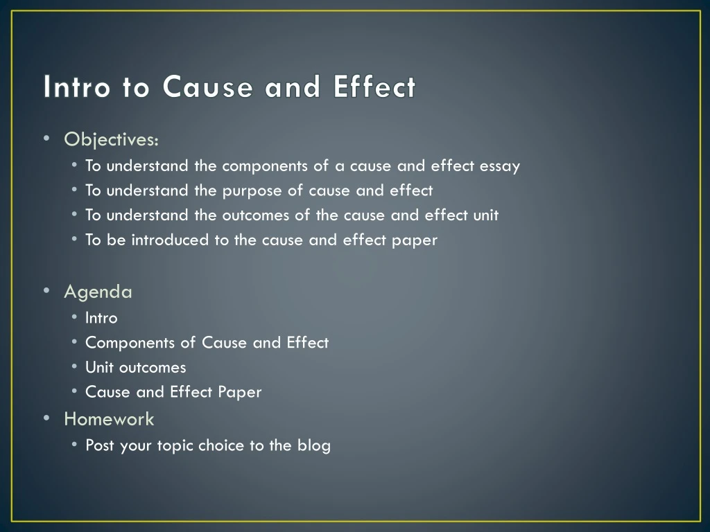 intro to cause and effect