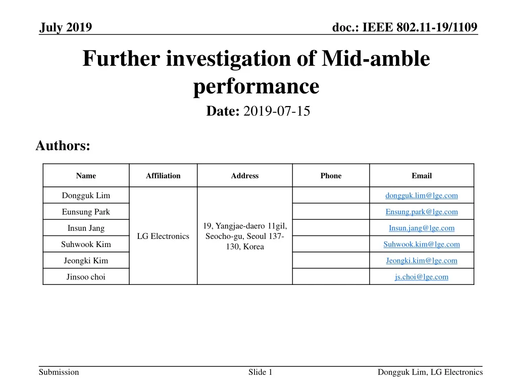 further investigation of mid amble performance