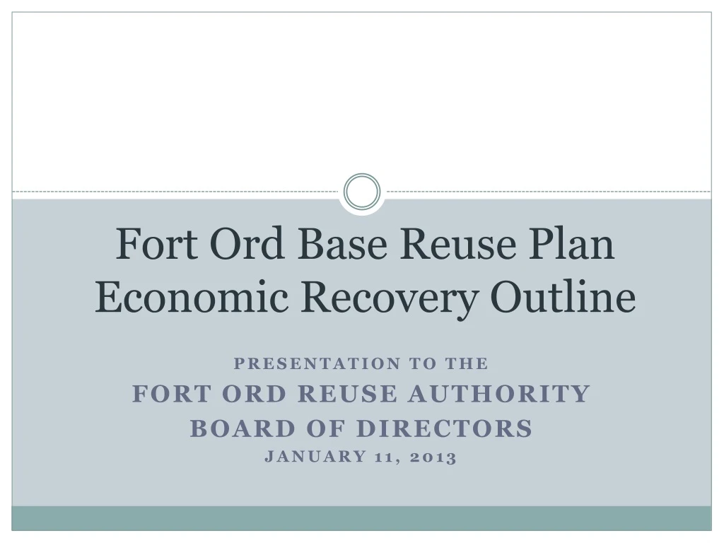 fort ord base reuse plan economic recovery outline