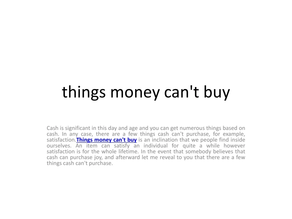 things money can t buy