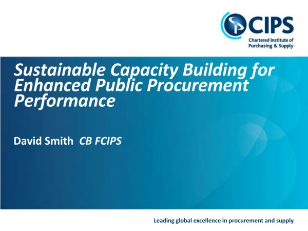 Sustainable Capacity Building for Enhanced Public Procurement Performance