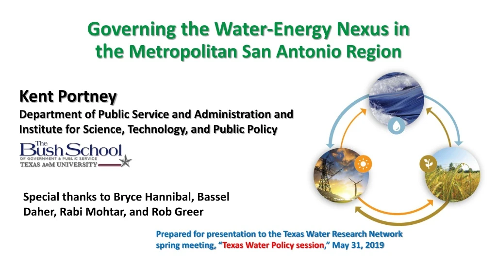 governing the water energy nexus in the metropolitan san antonio region