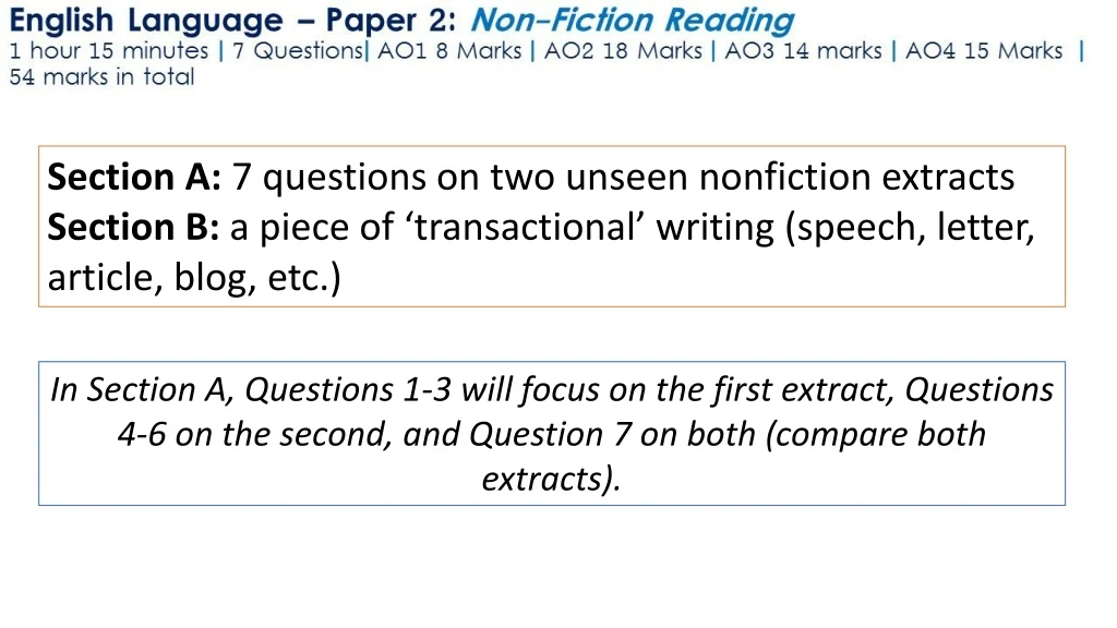 section a 7 questions on two unseen nonfiction