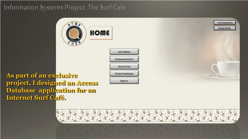 information systems project the surf cafe