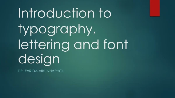 Introduction to typography, lettering and font design