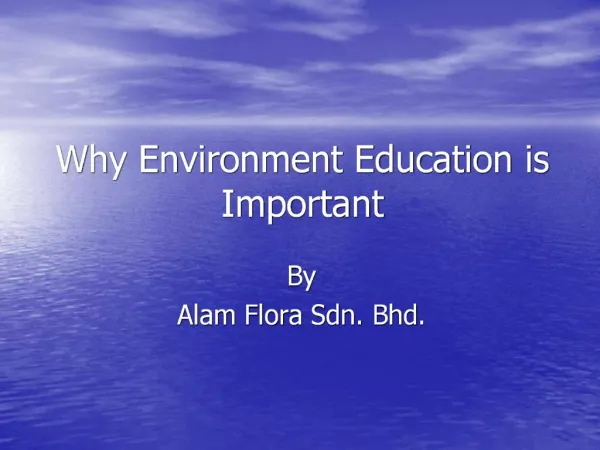 Why Environment Education is Important