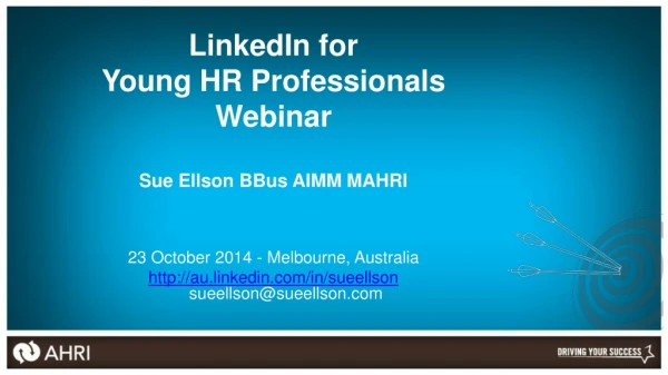 LinkedIn for Young HR Professionals Webinar Sue Ellson BBus AIMM MAHRI