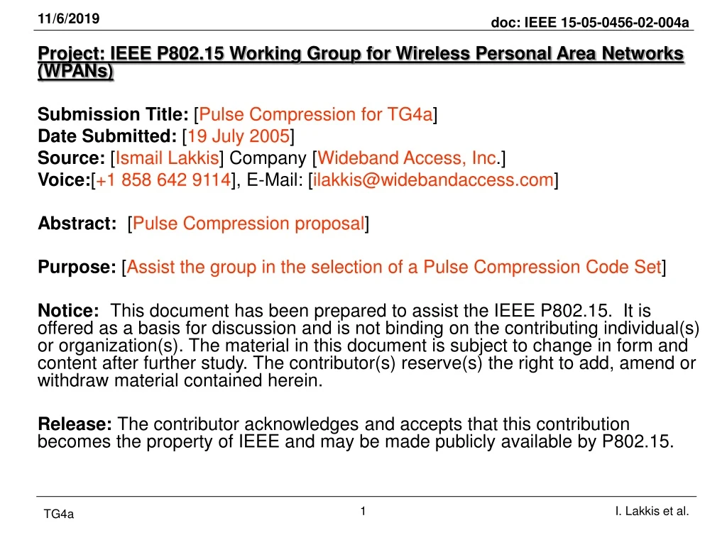 project ieee p802 15 working group for wireless