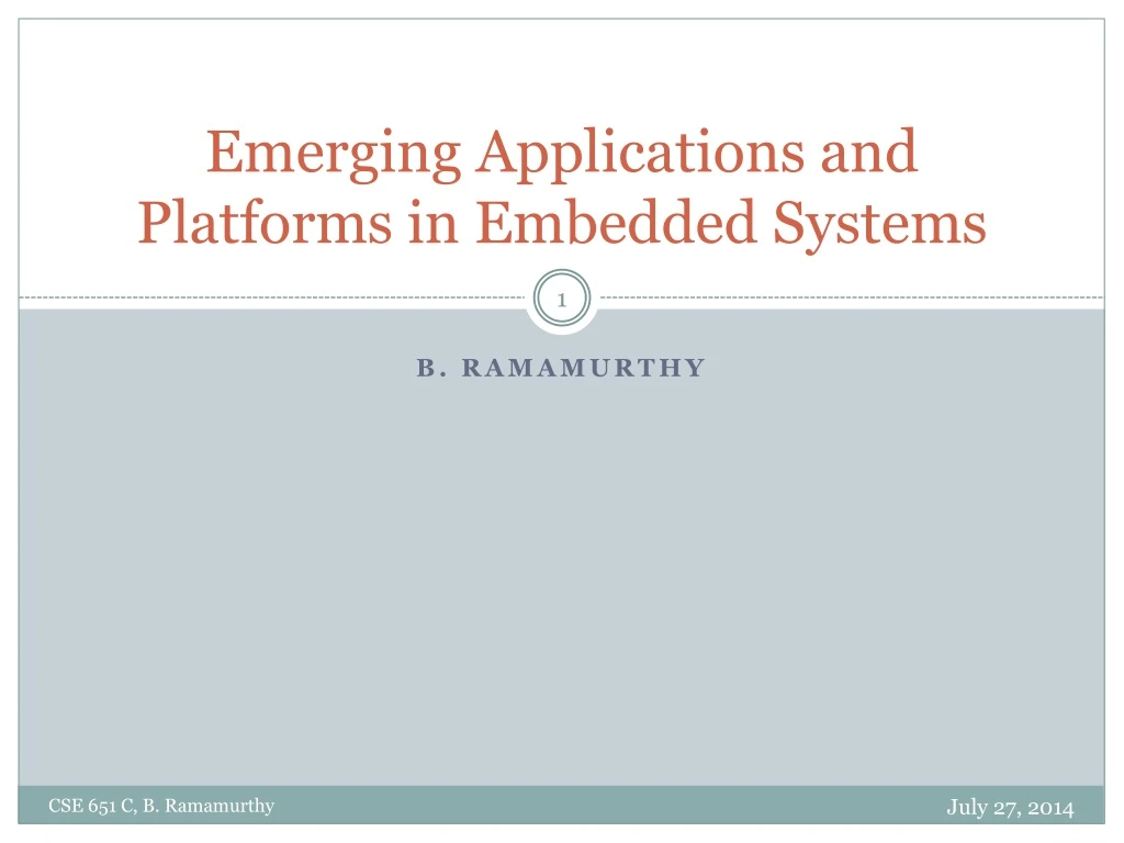 emerging applications and platforms in embedded systems