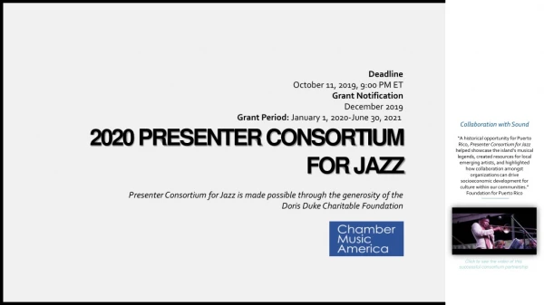 2020 Presenter Consortium for Jazz