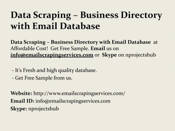 Data Scraping Business Directory with Email Database