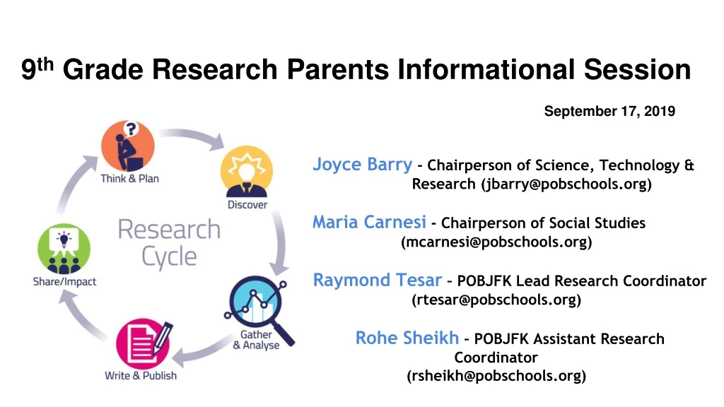 9 th grade research parents informational session september 17 2019