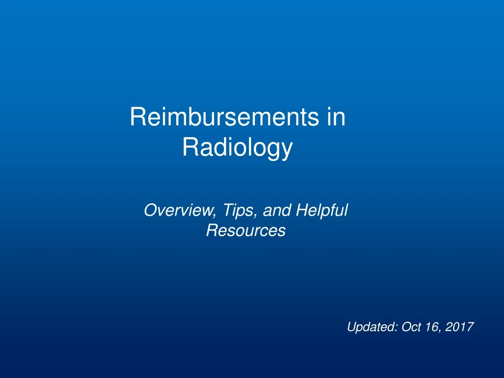 reimbursements in radiology