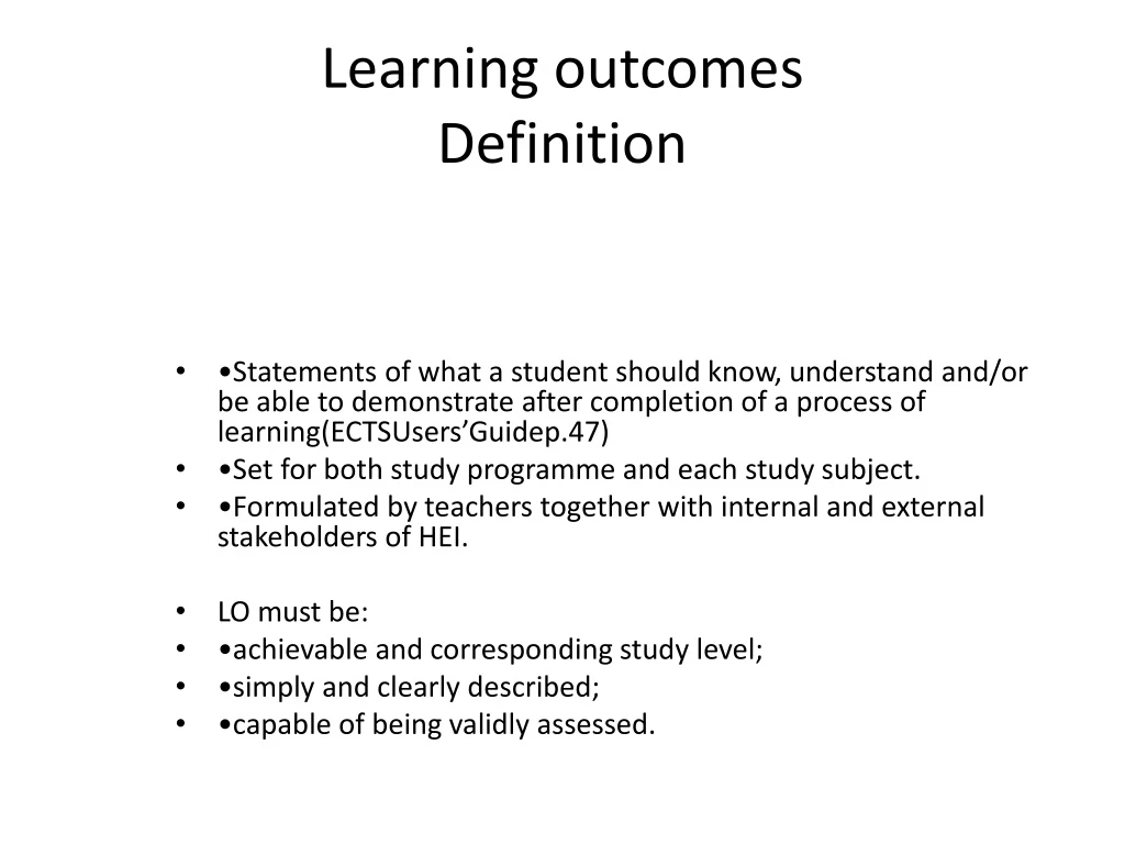 learning outcomes definition