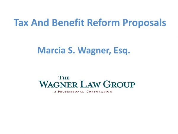 Tax And Benefit Reform Proposals