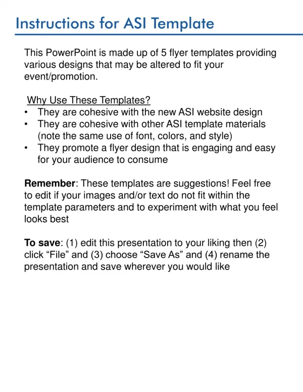Instructions for ASI Template