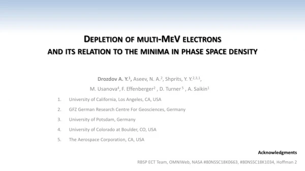 Depletion of multi-MeV electrons and its relation to the minima in phase space density
