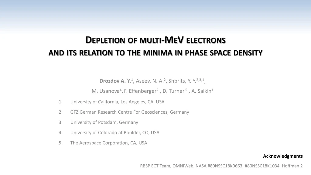 depletion of multi mev electrons and its relation to the minima in phase space density