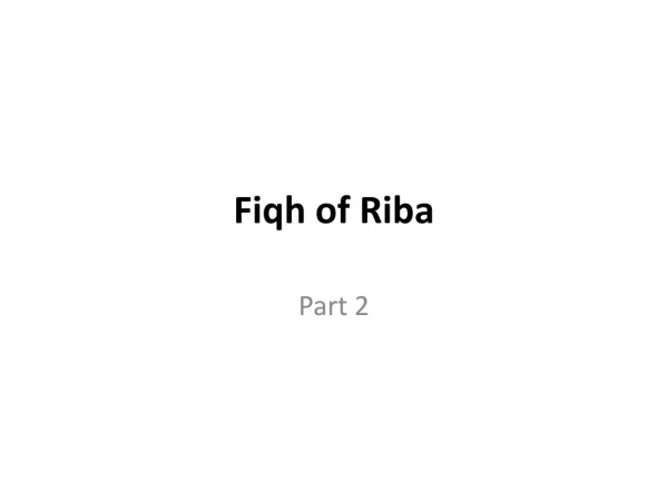 Fiqh of Riba