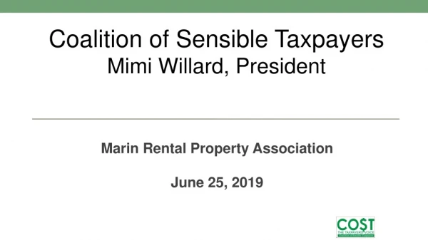 Marin Rental Property Association June 25, 2019 CostMarin