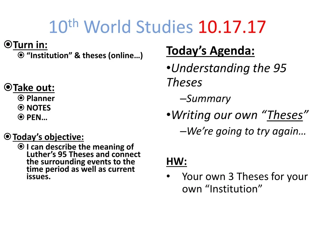 10 th world studies 10 17 17