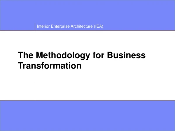 The Methodology for Business Transformation