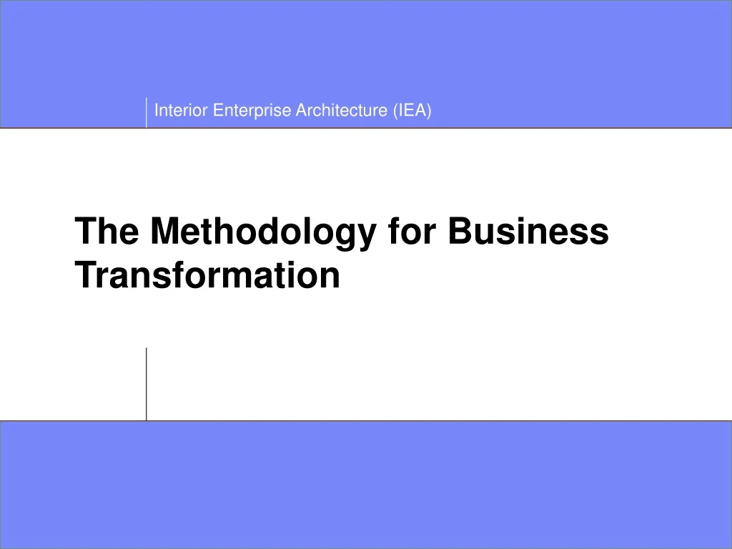 the methodology for business transformation