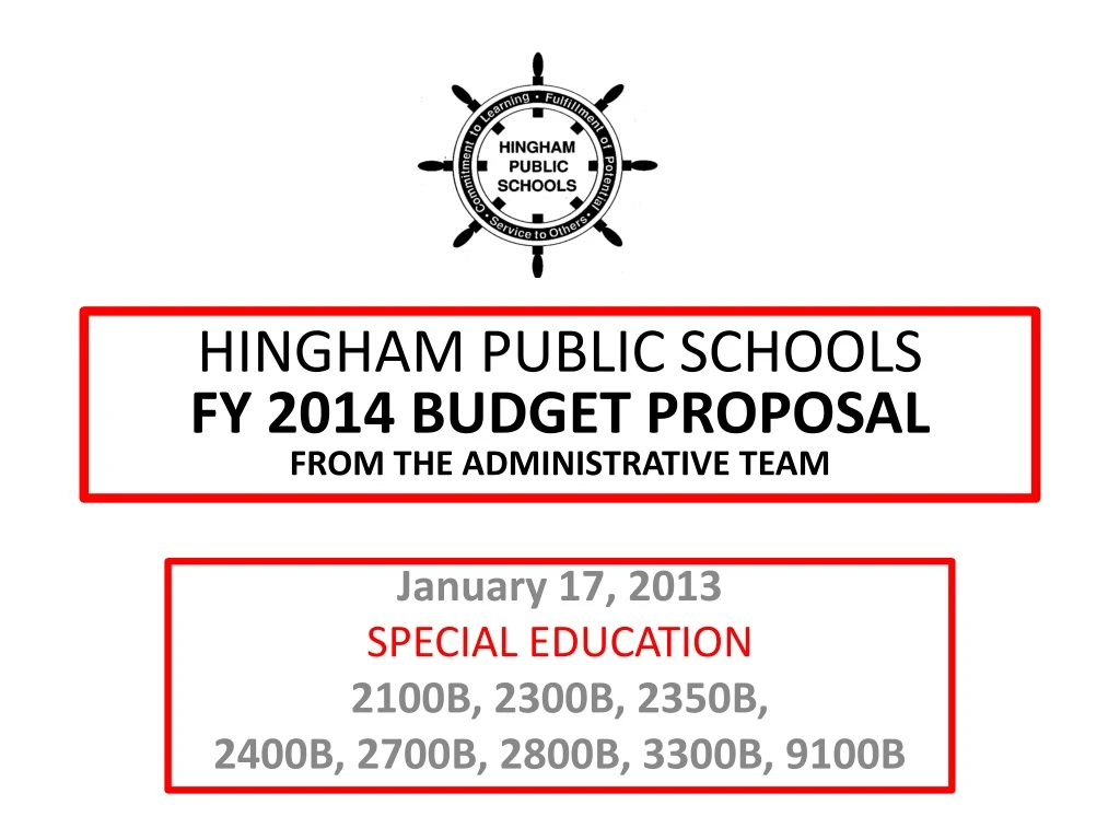 hingham public schools fy 2014 budget proposal