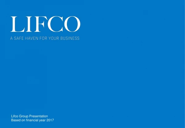 Lifco Group Presentation Based on financial year 2017