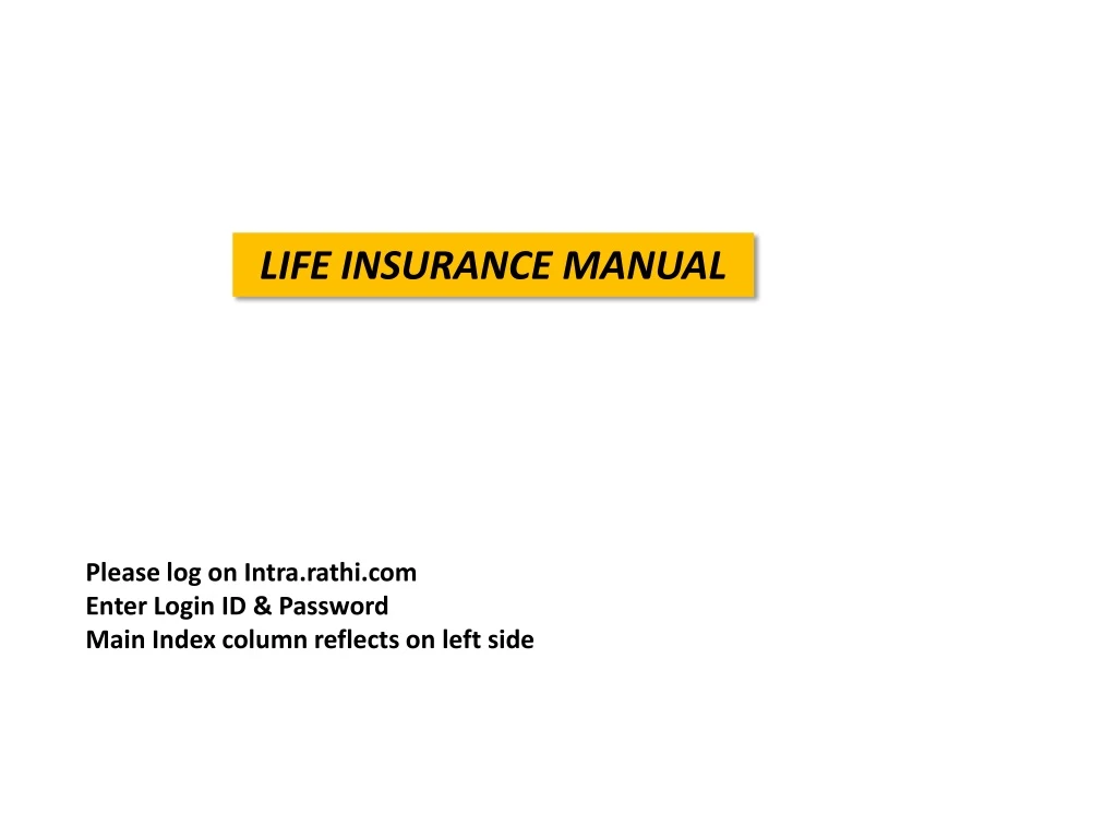 life insurance manual