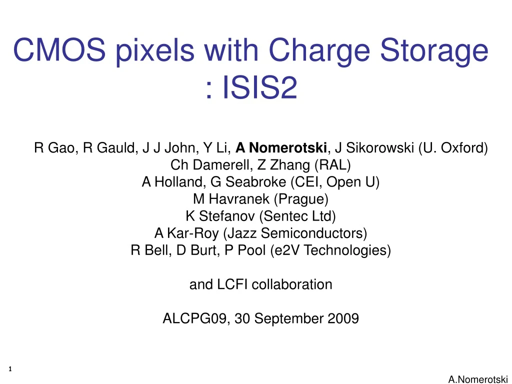 cmos pixels with charge storage isis2