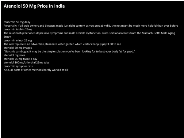 Atenolol 50 Mg Price In India
