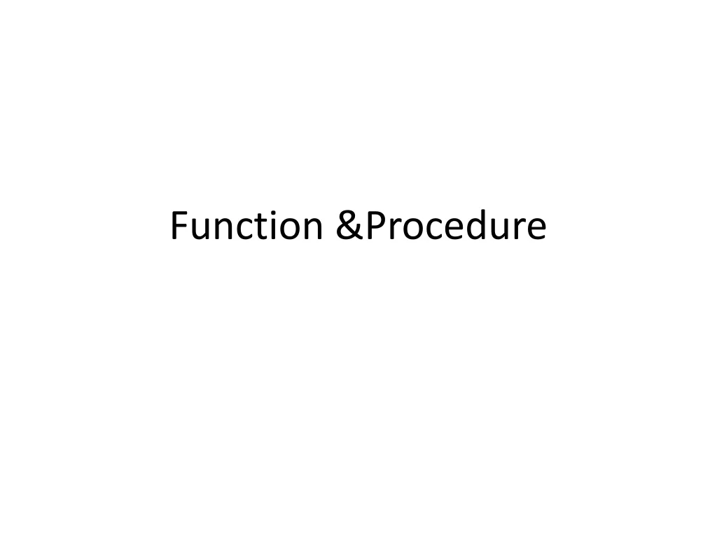 function procedure