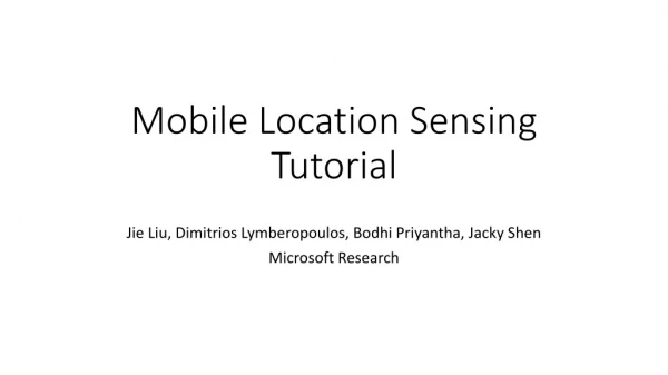 Mobile Location Sensing Tutorial